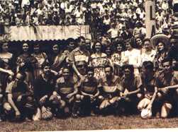 El Veracruz y la Seleccin Jalisco escenificaron autnticas epopeyas en sus partidos, 1942.  Se aprecia abajo a la derecha al famoso Luis Pirata Fuente